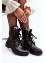 Kesi Kožené dámské pracovní kotníkové boty s ozdobou Zazoo Black