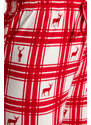 Trendyol Red Deer Printed Plaid Shirt-Pants Knitted Pajamas Set