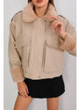BİKELİFE Dámský hedvábný kožený kabát Oversized s kapsou a elastickým pasem