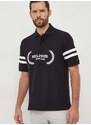 Bavlněné polo tričko Tommy Hilfiger černá barva, s aplikací