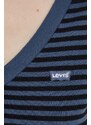 Bavlněné tričko s dlouhým rukávem Levi's tmavomodrá barva