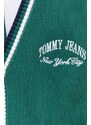 Bavlněný kardigan Tommy Jeans zelená barva