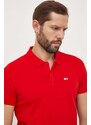 Bavlněné polo tričko Tommy Jeans červená barva, DM0DM18312