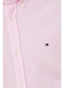 Košile Tommy Hilfiger růžová barva, slim, s límečkem button-down, MW0MW30675
