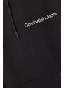 Bavlněná mikina Calvin Klein Jeans pánská, černá barva, s kapucí, hladká