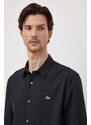 Košile Lacoste černá barva, slim, s klasickým límcem