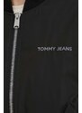 Bomber bunda Tommy Jeans černá barva, přechodná