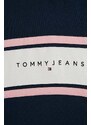 Bavlněná mikina Tommy Jeans tmavomodrá barva, vzorovaná