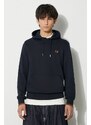 Bavlněná mikina Fred Perry pánská, tmavomodrá barva, s kapucí, hladká, M2643.R63