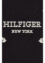 Bavlněná mikina Tommy Hilfiger pánská, černá barva, s kapucí, s aplikací