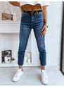 BASIC TMAVĚ MODRÉ MOM FIT DŽÍNY DETROID Denim vzor