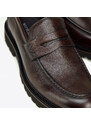 Pánské kožené boty s ozdobným lemováním Wittchen, tmavě hnědá, přírodní kůže
