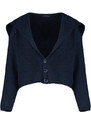 Trendyol Navy Blue Měkký texturovaný pletený svetr s výstřihem