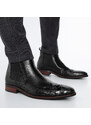 Pánské kožené boty s motivem krokodýli kůže Wittchen, černá, přírodní kůže