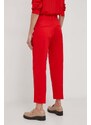 Kalhoty Tommy Hilfiger dámské, červená barva, jednoduché, high waist