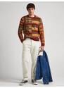 Cihlový pánský vzorovaný svetr Pepe Jeans Stenet - Pánské