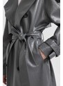 DEFACTO Relax Fit Faux Leather Trenchcoat