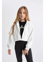 DEFACTO Crop Top Hooded Cardigan