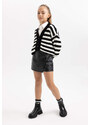 DEFACTO Girl Faux Leather Regular Fit Knitted Skirt