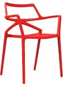 VONDOM Červená plastová jídelní židle DELTA s područkami