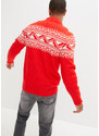 bonprix Norský svetr s límečkem na zip Červená