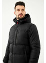 River Club Men's Black Fiber Hooded Water and Windproof Puffer Winter Coat