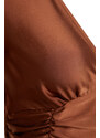 Trendyol Brown Draped Satin Blouse