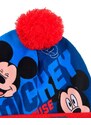 DISNEY WARM MICKEY MOUSE MODRO-ČERVENÁ CHLAPECKÁ ČEPICE S BAMBULÍ Modrá