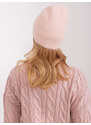 Fashionhunters Zaprášená růžová pletená čepice s kamínky