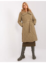 Fashionhunters Khaki dlouhá zimní bunda s prošíváním