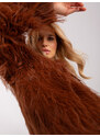 Fashionhunters Světle hnědá kožešinová přechodná bunda bez kapuce