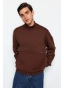 Trendyol Limited Edition Brown Oversize/Wide-Fit Fleece Thick Sweatshirt