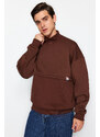 Trendyol Limited Edition Brown Oversize/Wide-Fit Fleece Thick Sweatshirt