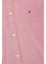 Košile Tommy Hilfiger pánská, vínová barva, regular, s límečkem button-down