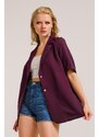 armonika Women's Purple Short Sleeve Two-Button Oversized Jacket