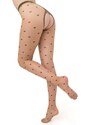 Giulia Béžové vzorované crotchless punčochy Intimo Fashion 20DEN