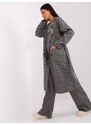 Fashionhunters Tmavě šedý dlouhý kabát s kapsami