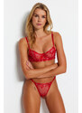 Trendyol Red Embroidered Lace Capless Knitted Underwear Set