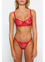 Trendyol Red Embroidered Lace Capless Knitted Underwear Set