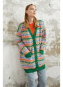 InStyle Rana Patterned Knitwear Cardigan - Green