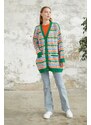 InStyle Rana Patterned Knitwear Cardigan - Green