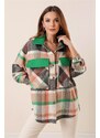 By Saygı Lumberjack Oversize Shirt Green With Bag Pocket Garnish