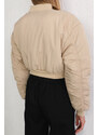 BİKELİFE Women Beige Oversize Bomber Jacket Coats