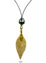 Náhrdelník "Feuille d'or" s černou tahitskou perlou
