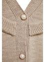 Trendyol norkový stříbřitý a perleťový pletený svetr s knoflíky