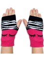 Denokids Zebra Girl's Pink Black Fingerless Gloves