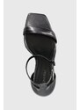 Kožené sandály Calvin Klein GEO STIL SQUARE SANDAL 90-PEARL šedá barva, HW0HW01993