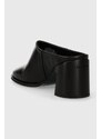 Kožené pantofle Calvin Klein GEO BLOCK MULE 60 dámské, černá barva, na podpatku, HW0HW01844