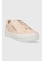 Sneakers boty Calvin Klein Jeans BOLD VULC FLATF LOW LACE LTH ML růžová barva, YW0YW01294