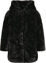 Urban Classics Kids Dívčí Teddy Coat s kapucí černý